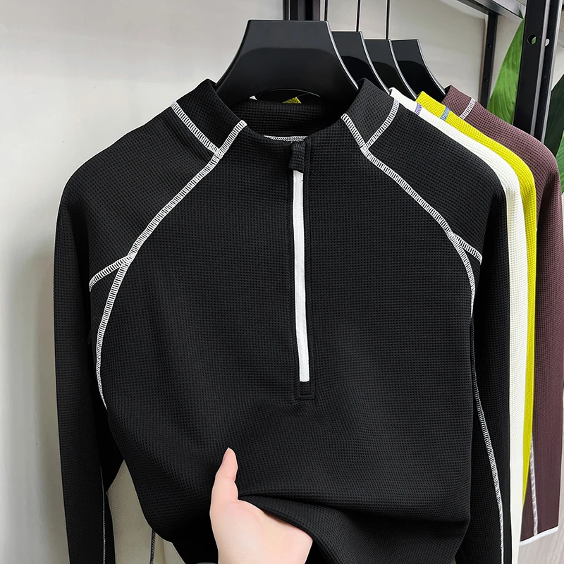 

Мужская толстовка American Heavyweight Hoodie: весенняя, в стиле High Street, с короткой молнией, длинными рукавами, ретро-спортивный повседневный пуловер