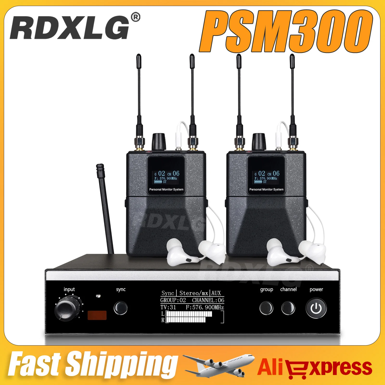 RDXLG PSM300 Professional Monitoring System Stage Return Stereo Personal In Ear Monitor,PSM Rack Mounting Bracket Rack Kit