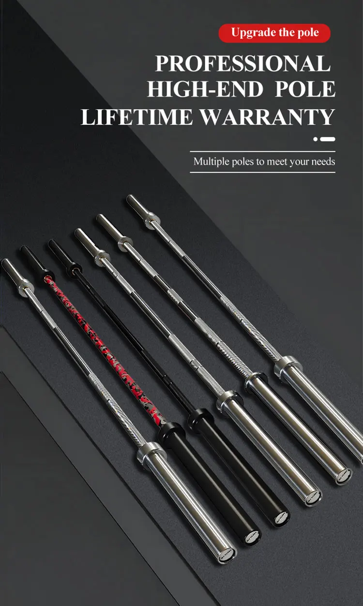 For Training Hard Chromed 2000LB Capacity 2.2m Length 4/5/6 Section Knurling Needle Bearings Barbells