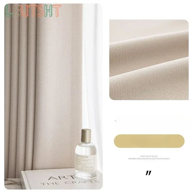 

European Cream White High-end Chenille Blackout Curtains High-end Solid Color Curtains for Living Dining Room Bedroom Custom