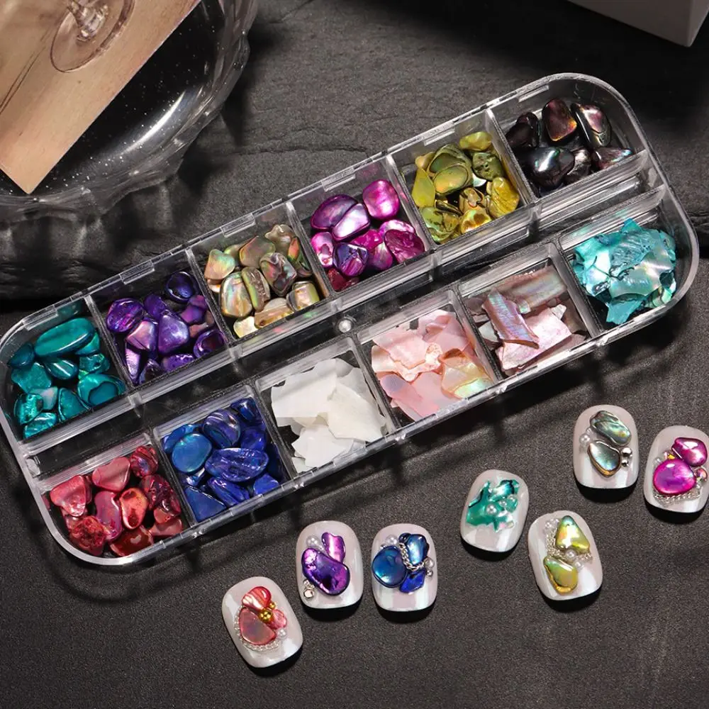 Hot 3D Charms Abalone Shell Flakes Seashell Fragment Irregular Nail Art Decoration Aurora Slices Nail Accessories DIY Manicure