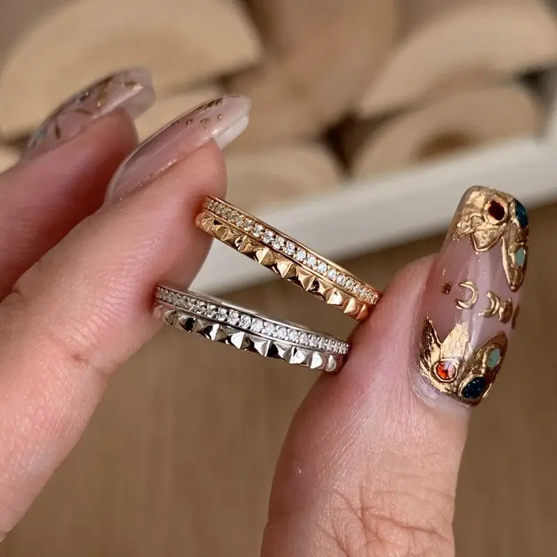 

Модное легкое роскошное кольцо для женщин, серебро 925, инкрустированное бриллиантами, модное глянцевое кольцо с ромбом, многослойное стильное ювелирное изделие для вечеринок, подарки