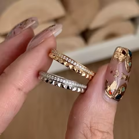 Fashion light luxury ring for women silver 925 diamond inlaid Trendy rhombus glossy Ring Stacked style partyjewelry gifts