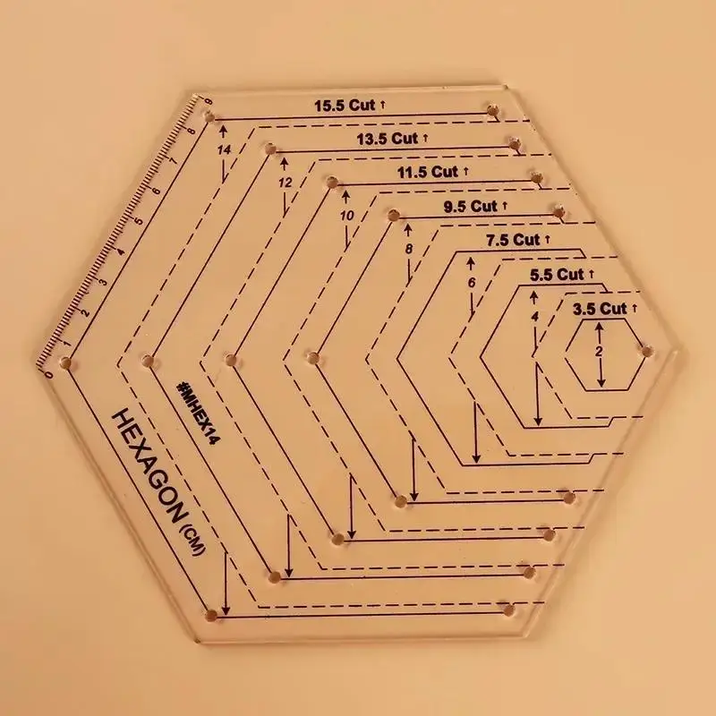 New DIY Clear Acrylic Patchwork Ruler, Triangle Diamond Hexagon Sewing Accessories, Tailor Design, Measure Tool