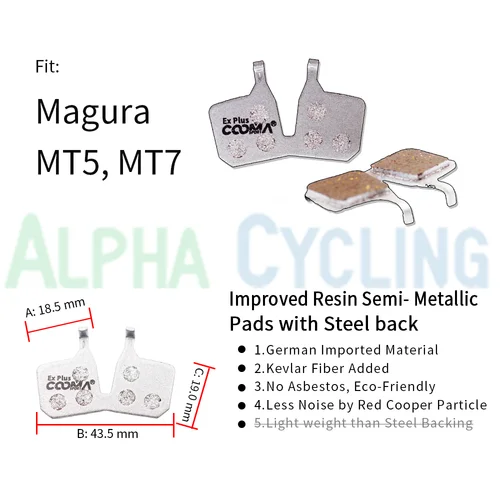 Imagen 2 del producto 4 pares de pastillas de freno de bicicleta Ex Plus para pinzas Magura MT5 MT7 de 4 pistones, resina mejorada