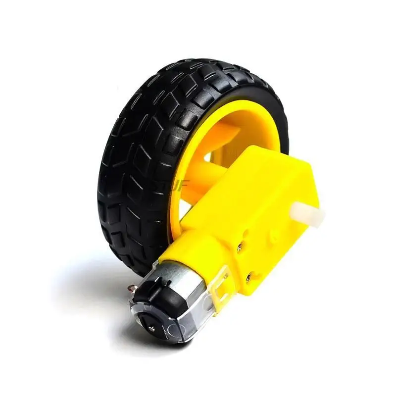 Smart car chassis Robot tire + DC gear motor set Wheel Motor TT Motor DC3V-6V geared motor Rubber wheel