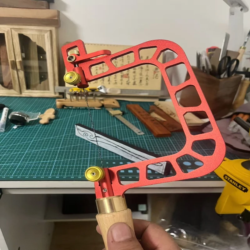 Hand Wire Saw Latte Saw Hand Wire Saw Artifact Aluminum Alloy Multifunctional Curve DIY Woodworking Tools Hacksaw Red Handle