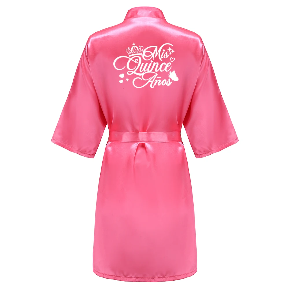 Mis15 Años Robe 15 Years Girl Birthday Party Robes Quinceanera Robe Mis XV Bathrobe Silkly Nightgown image 2