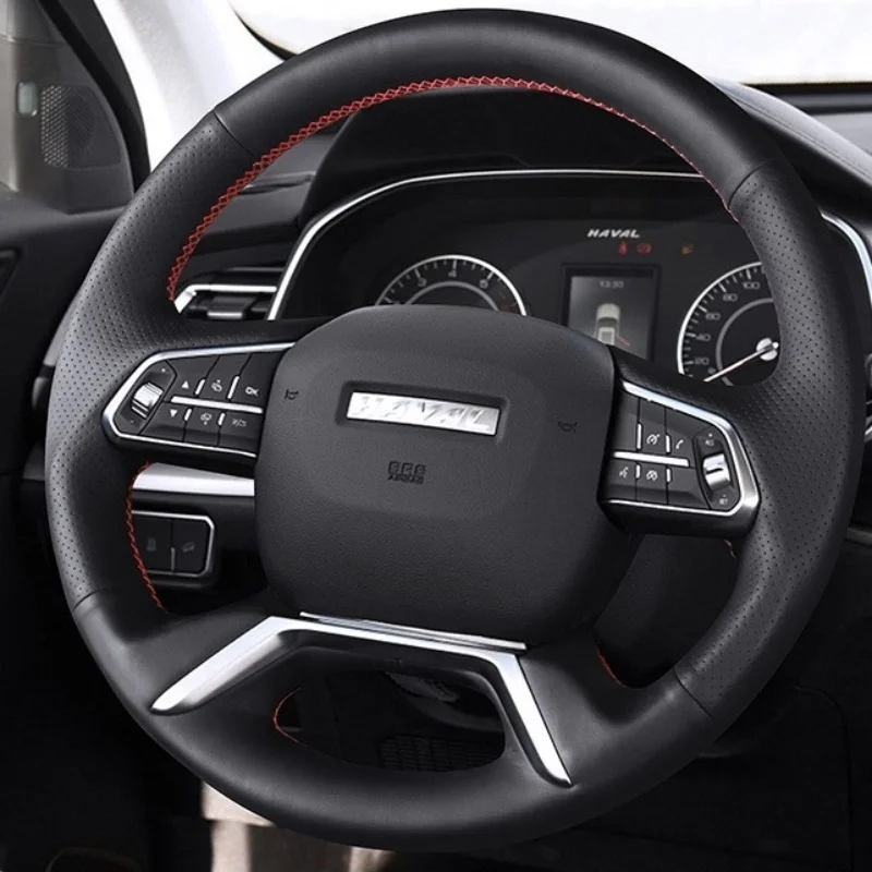 

Customized For Haval H6 H2 Steering Wheel Cover Genuine Leather Anti-skid Hand-sewn With Needles And Thread Interior Accessories