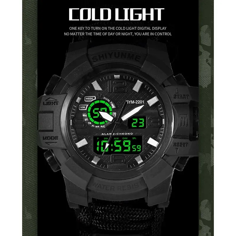 SHIYUNME G Style Men Sports Watches Outdoor Camping Compass Thermometer Waterproof LED Digital Watch Man Military Wrist Watch