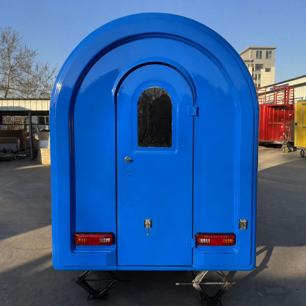 Custom Color Round Mobile Coffee Cart Vintage Food Trailer Towable Kitchen For Street Drink Sales