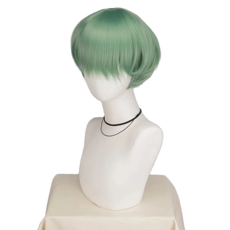 Saja Boys Baby Cosplay Synthetic Wig For Devil Hunter Short Green Men Hair Anime Heat Resistant Wigs Halloween Party Wigs Prop