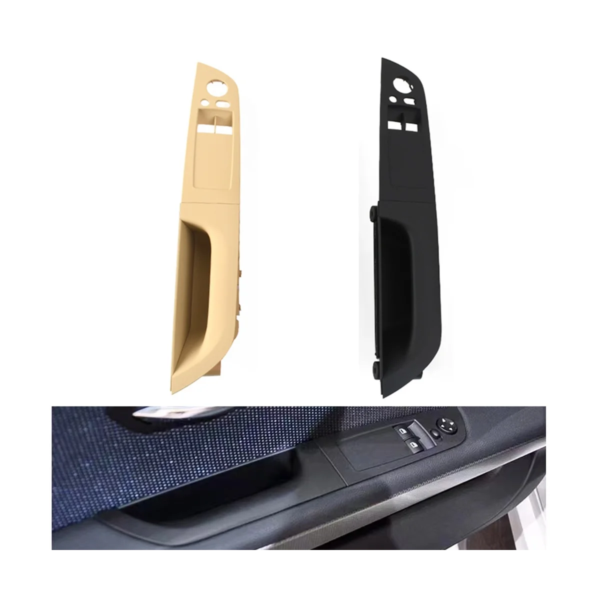 Car Interior Left Driver Door Armrest Window Switch Panel Cover Handle for BMW 3 Series M3 E92 COUPE 2007-2014(Beige)