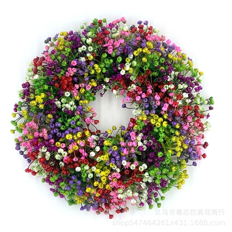 

Eucalyptus Wreath Colorful Spring Summer Floral Garland Home Decoration Multicolor 45cm Door Ornament PVC Artificial Flowers