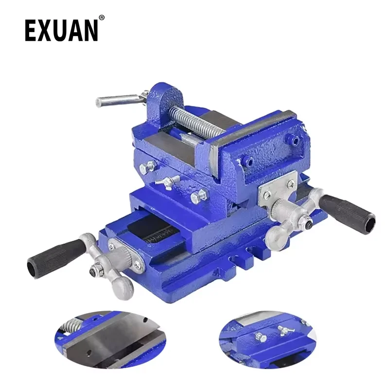 

Benchtop Portable Cross Vise Two-Way Moving Vise Clamp Heavy Duty Cast Iron Flat Vise Drill Milling Machine Work Vise