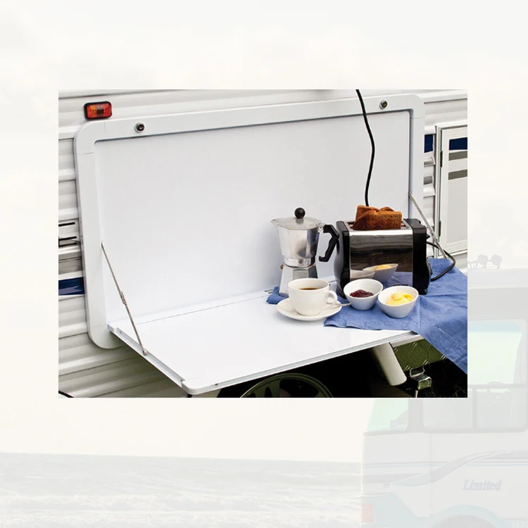 

Best Selling 700*450mm Aluminum Alloy RV Picnic Table Caravan Folding Picnic Table Wall Mount Camping Table