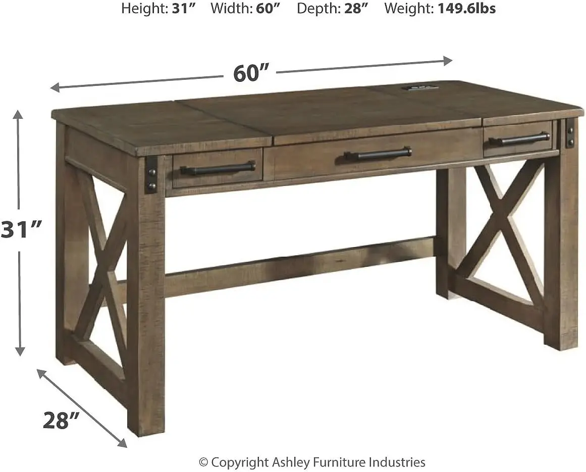 Lift Top Desk com portas de carregamento, fazenda rústica, casa e escritório, angustiado cinza, 60 em