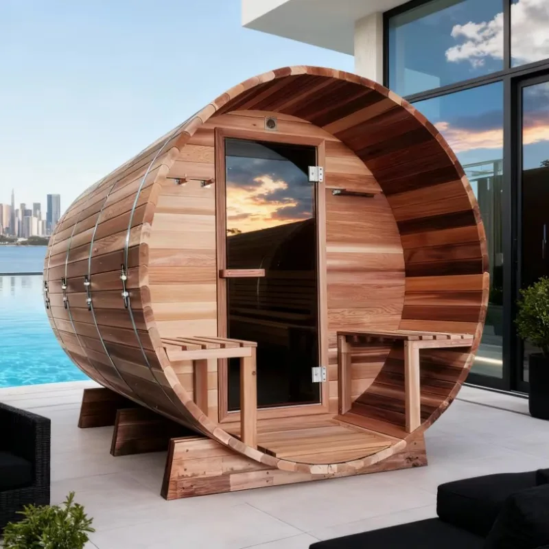Customized Full View Outdoor Sauna Room Canadian Cedar Spruce Sauna for Commercial Home Garden Spa EU Market