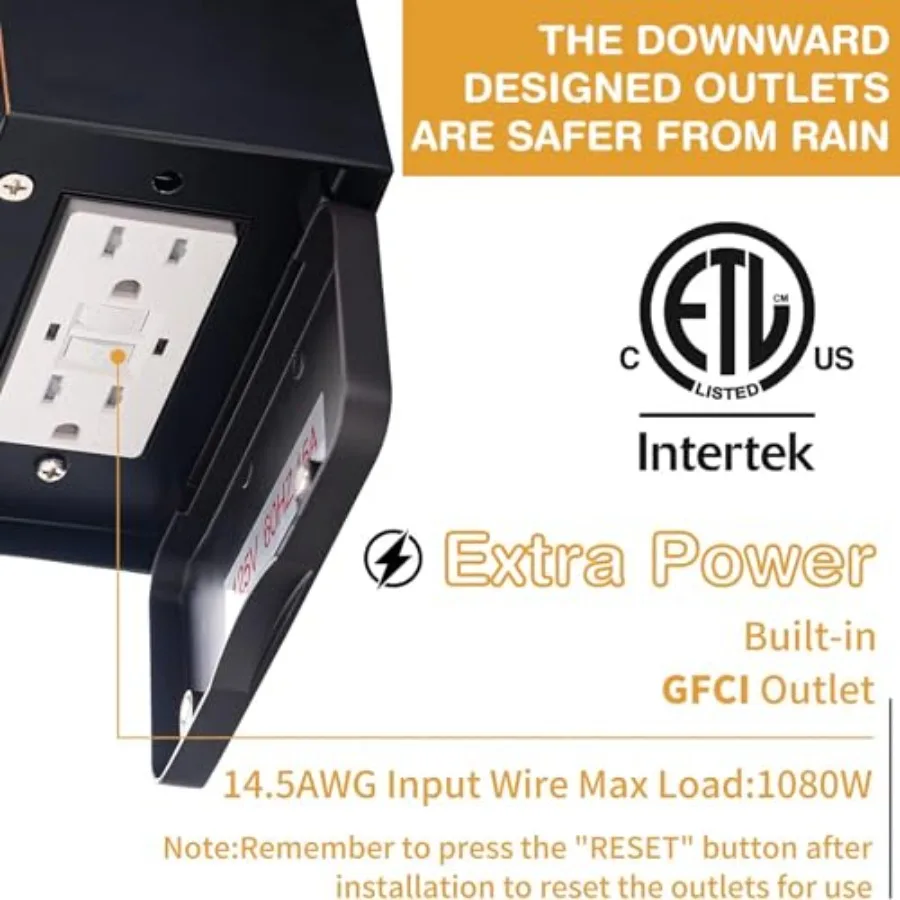 Porch Lights with GFCI Outlet, Dusk to Dawn Outdoor Lights with Outlet, 3 Lighting Modes Exterior Light Fixture Waterproof, Out