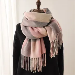 Winter Plaid Cashmere Blanket Scarf Fashion Design Thick Warm Pashmina Travel Shawl Wraps With Tassel Poncho Stoles Echarpe