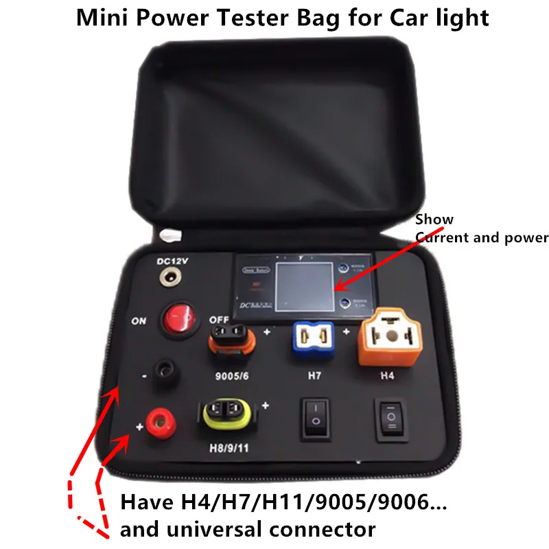 Small Easy To Carry Electricity Testing Test Box 110V 220V To 12V Test Tester Box for Car Auto LED Bulb Power Tester Test Case