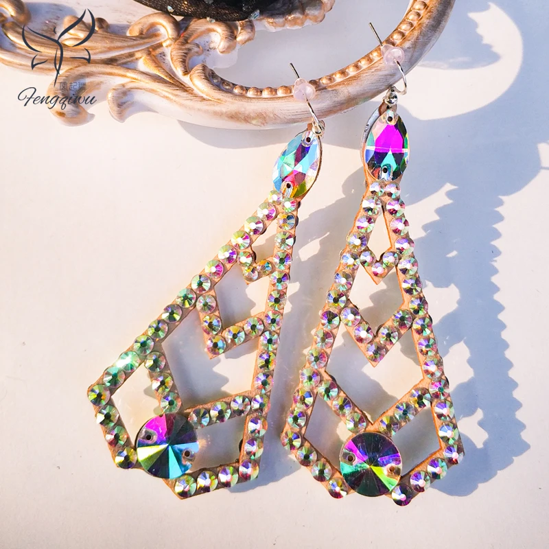 Accesorios de competición de danza del vientre, pendientes de piedras AB para personas mayores, adorno de actuación de danza del vientre Oriental para adultos y niños