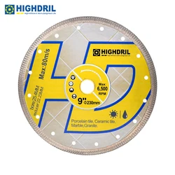 HIGHDRIL X Mesh Saw Blades Cutting Disc 1pc Dia230mm/9inch  For Ceramic Marble Tile Granite Diamond Dry 25.4mm Angle Grinder