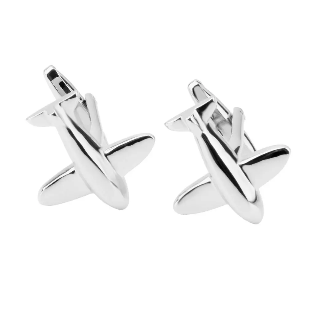 Simple Airplane Mens Cuff Links Copper Silver Tone for Wedding Party Groom Dress Shirt Gifts