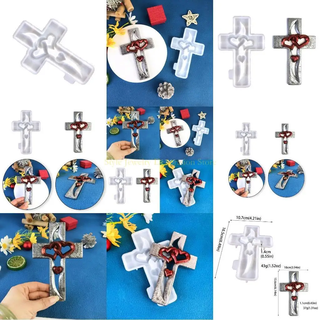 

D46E Flexible Heart Crosses Shaped Silicone Mold for Resin Ornament and Home Decors