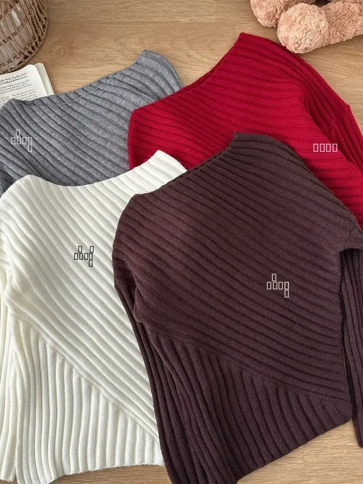 

Вязаный свитер Ele Early Spring с открытыми плечами, облегающий, в полоску, мягкий, для свиданий и вечеринок, из полиэфирного волокна, с капюшоном