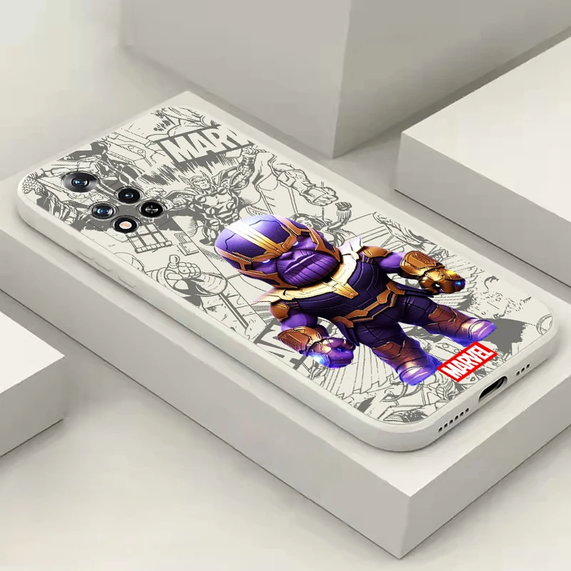 Capa de Silicone Líquido para Xiaomi, Marvel, Thanos, Loki, Desenhos Animados, Redmi Note 12, 11, 11S, 11T, 10, 10S, 10S, 9, 8 Pro Plus