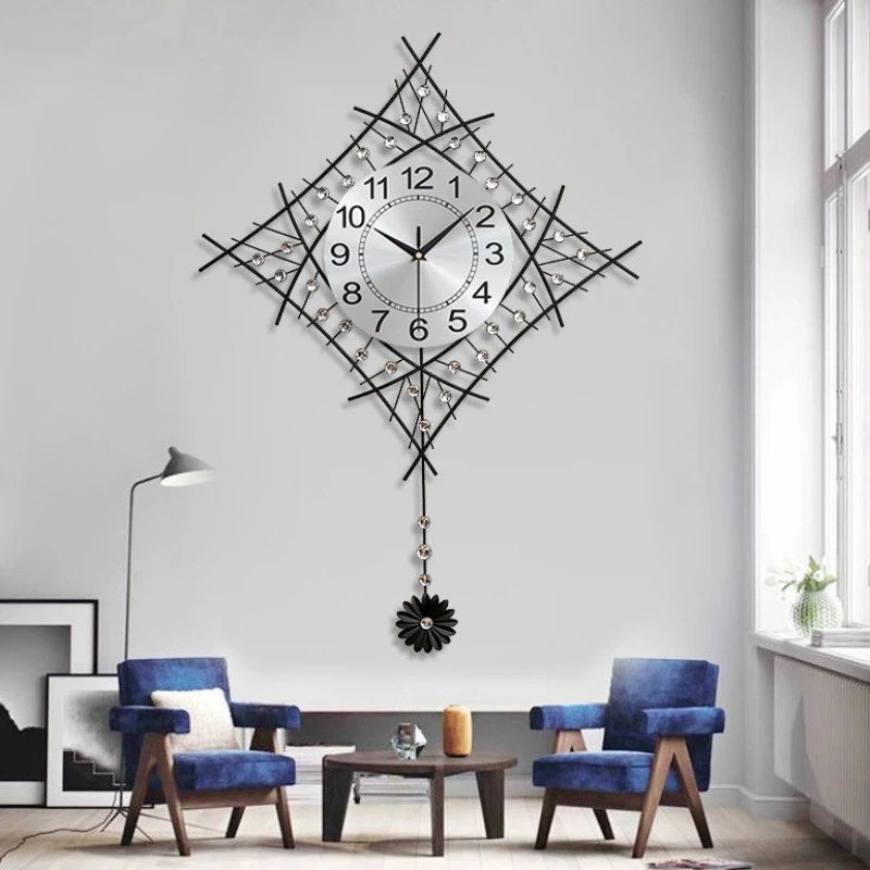 

Aesthetic Digital Diamond Wall Clock Modern Hanging Nixie Metal Wall Clock Luxury Unique Horloge Murale Living Room Furniture