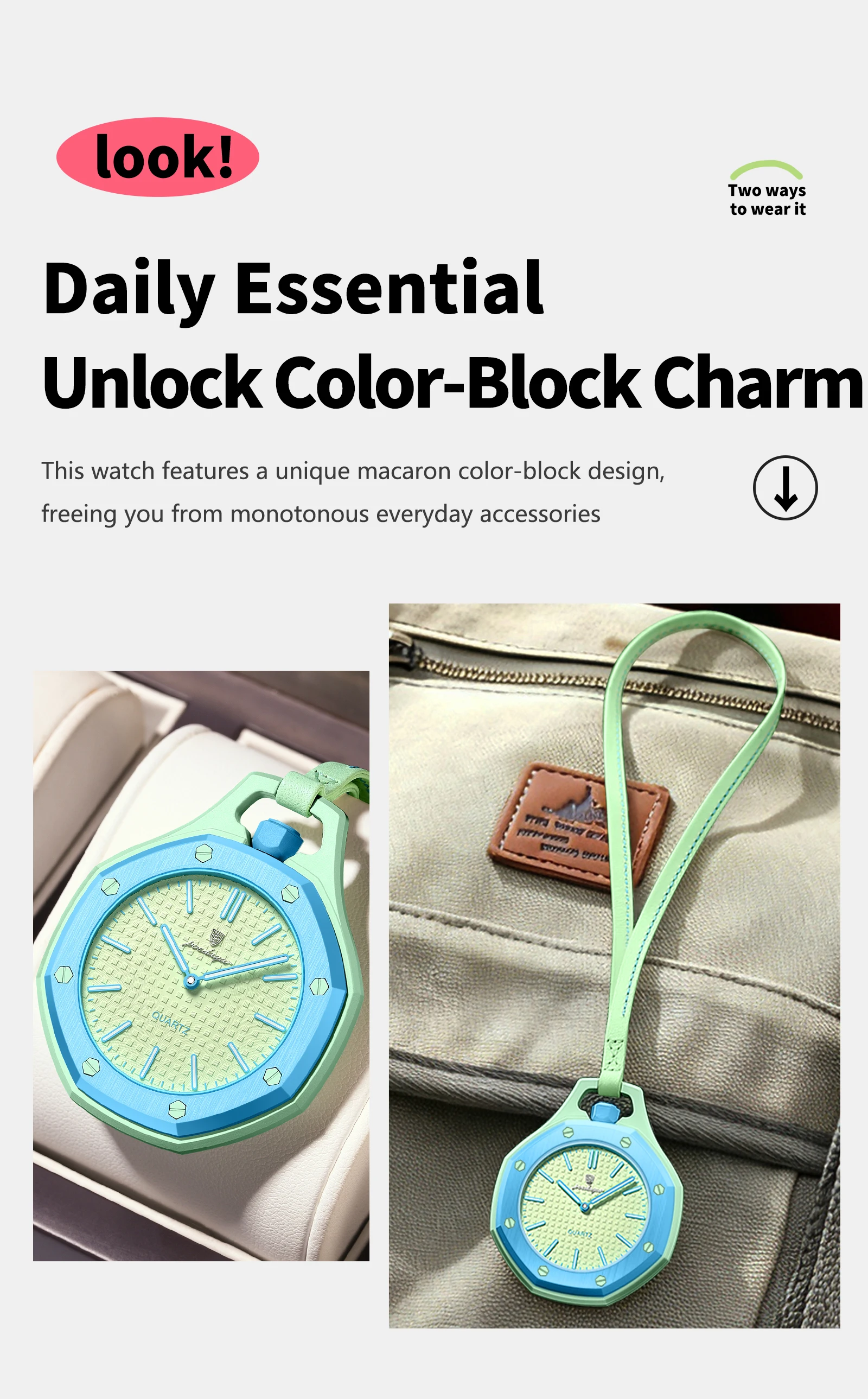POEDAGAR Modische Casual Herrenuhr Wasserdicht Leuchtend Lanyard Anhänger Dekorative Uhr Tragbare Bonbonfarbene Quarz Herrenuhren – Detail 8