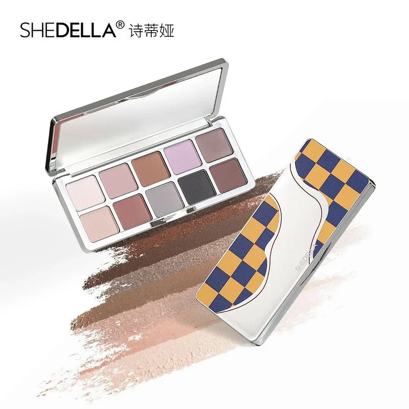 Shedella الشطرنج Dez cores placa de sombra de olho esfumaçado فوسكو maquiagem para os ojos