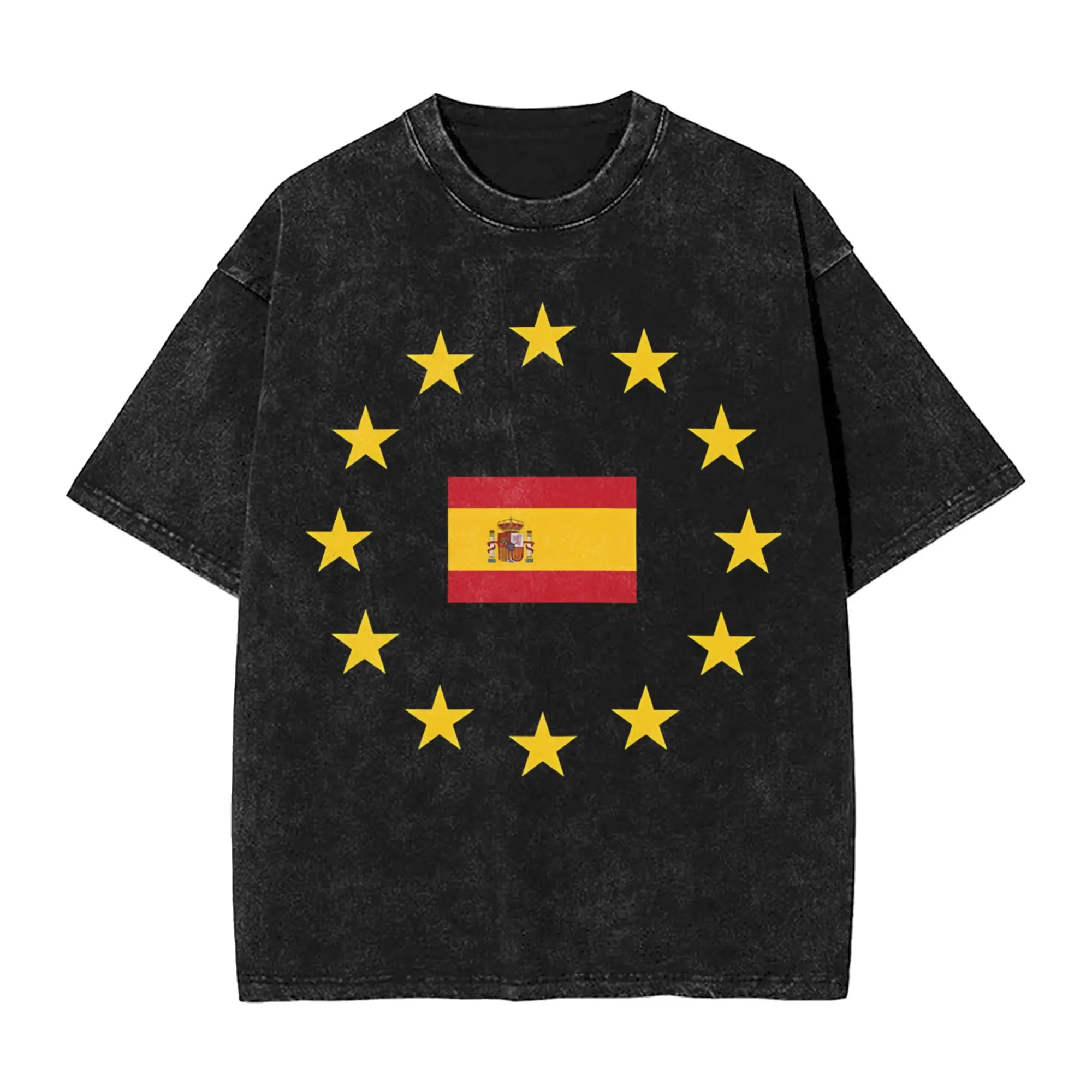 2025 EU Europe Spain flag Make Spain Great Again Washed Shirts Outfit Harajuku T-Shirts  for Men Women Tee