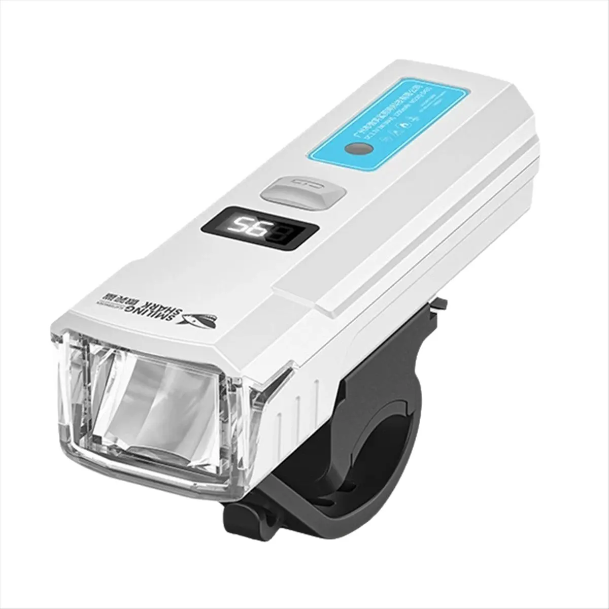 Farol de bicicleta com display digital, lanterna à prova d'água de alto brilho para passeios noturnos de montanha, branco