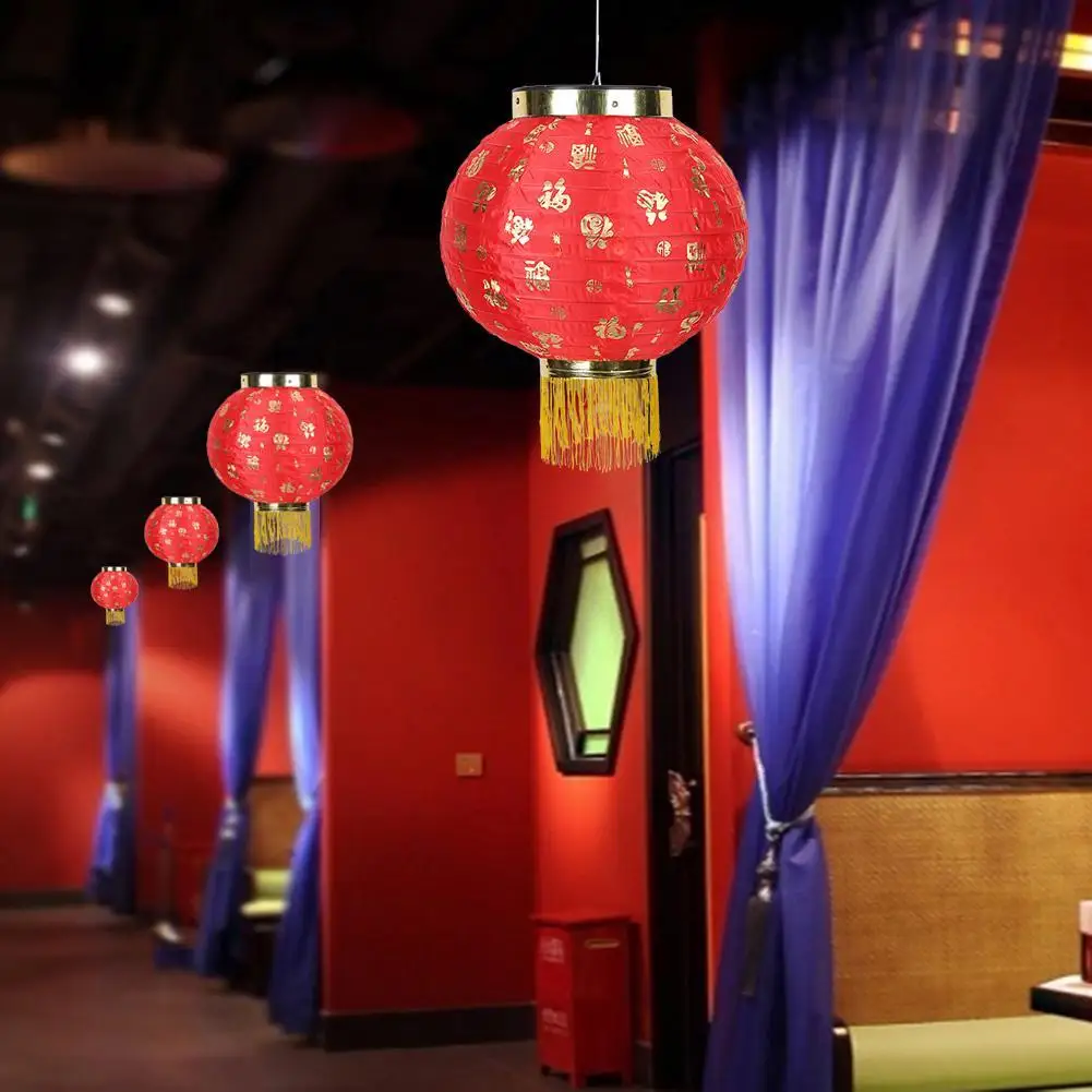 

Водонепроницаемые китайские красные фонарики, благословение, 10-дюймовый фонарь удачи, ткань с кисточками, уличное круглое украшение для вечеринки, дома