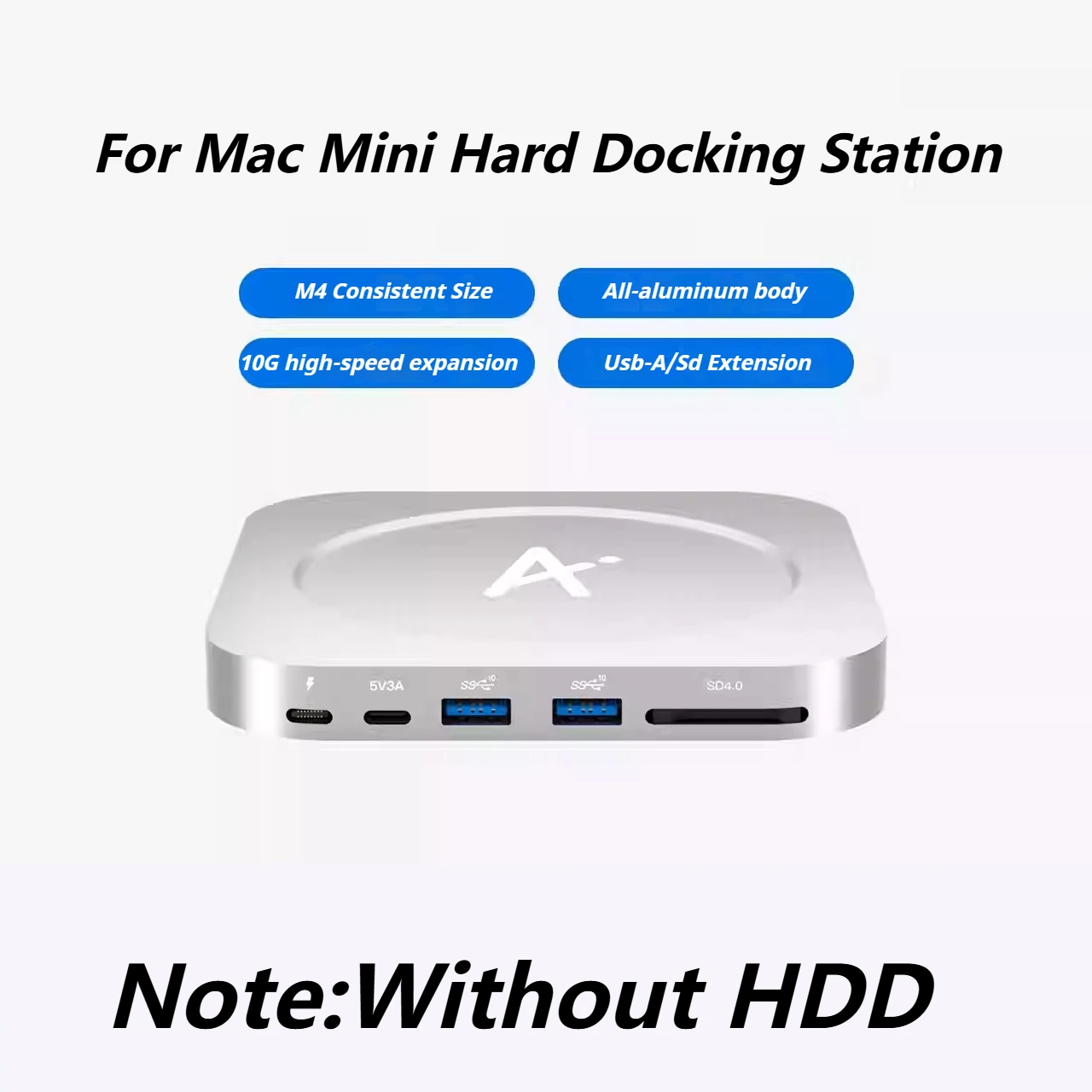 All Aluminum Alloy USB C Hub with USB A Enclosure for Mac Mini M4 Type C Docking Station NVMe USB3.2 for Mac Mini M4/M4 Pro