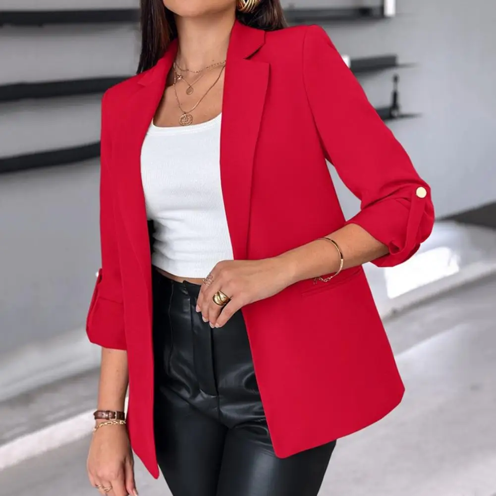 Women Business Fall Winter Elegant Women's Lapel Suit Coat for Business Daily Wear in Autumn Winter Long Sleeved Solid Color