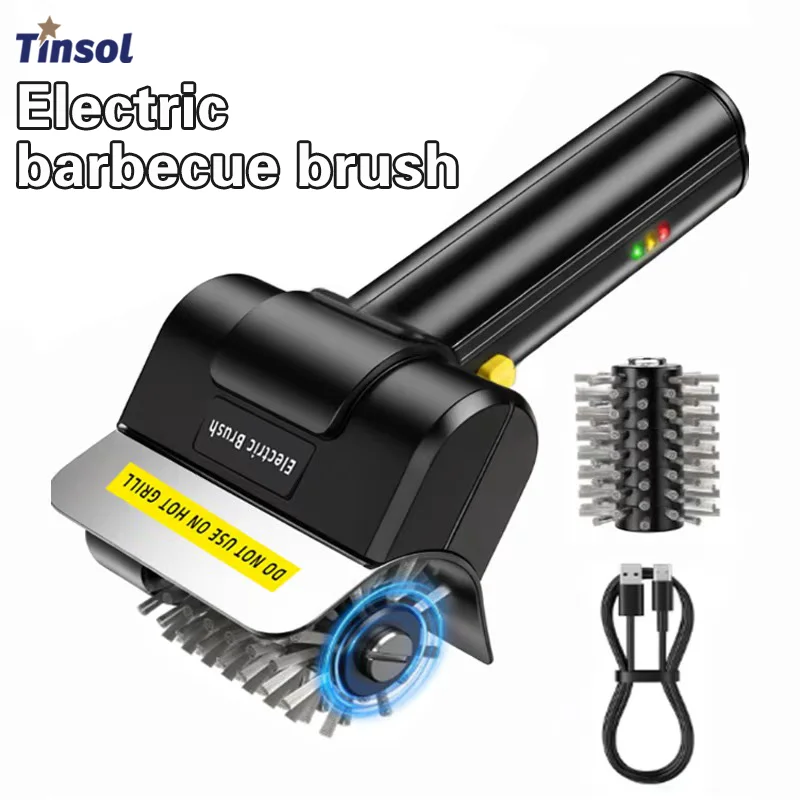 Brosse de nettoyage électrique sans fil TINSOL en acier inoxydable pour barbecue, 2000 mAh, pour l'extérieur