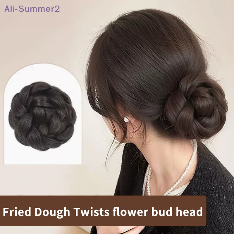 {Summer2} 【Summer2】Synthetische Perücke mit Dutt, Kugelförmiger Haarknoten, Geflochtener Chignon, Tänzer-Haarspange, Styling-Haaraccessoires für Damen