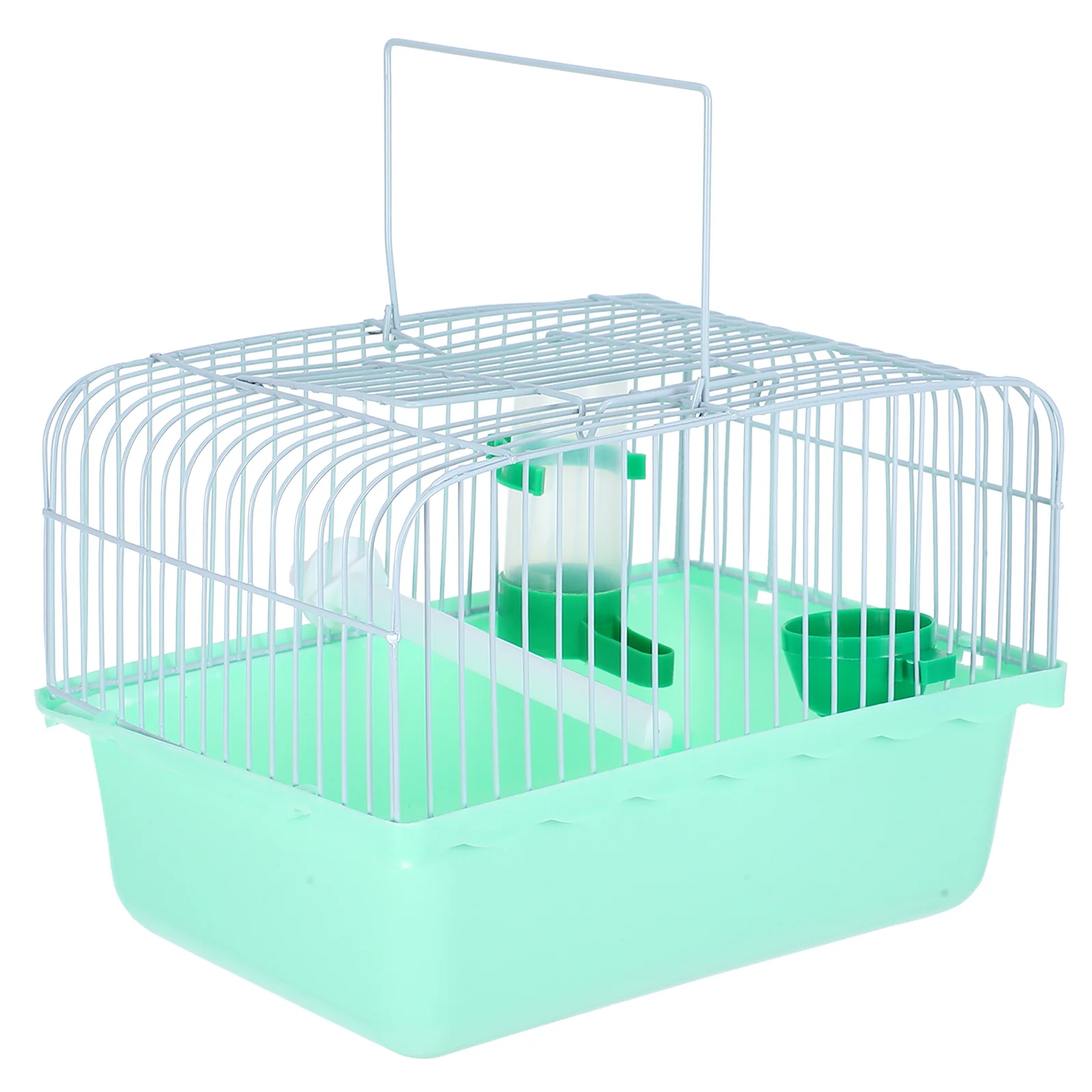 

Portable Bird Travel Cage ABS Iron Frame Spacious Design Perch Food Box Water Dispenser Suitable for Parrots Lovebirds Small