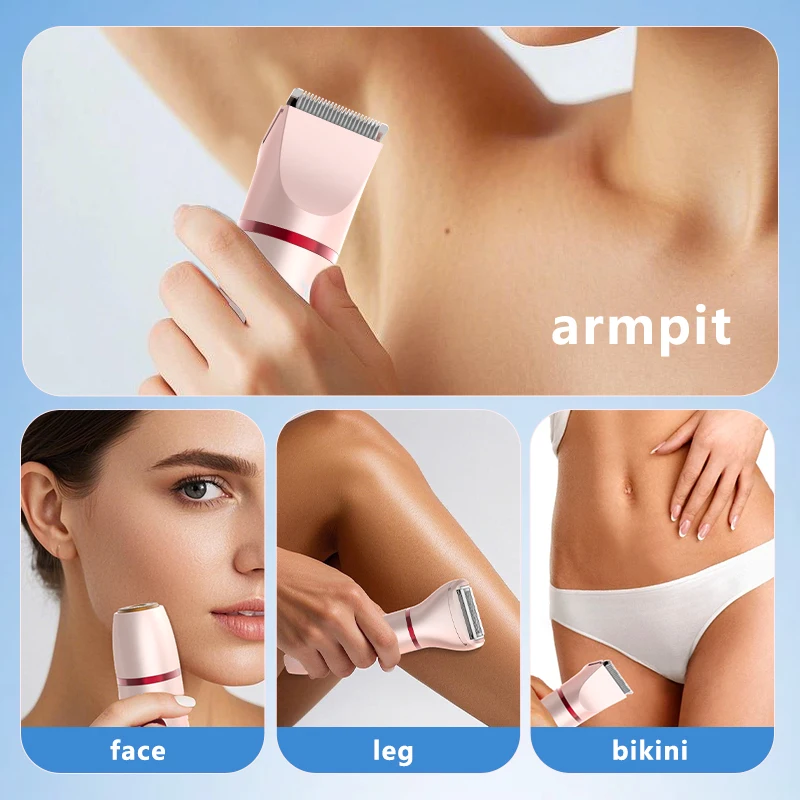 Resuxi 588 depilador elétrico 3 em 1 feminino display digital removedor de pêlos privado à prova d'água biquíni aparador de pêlos lábio barbeador