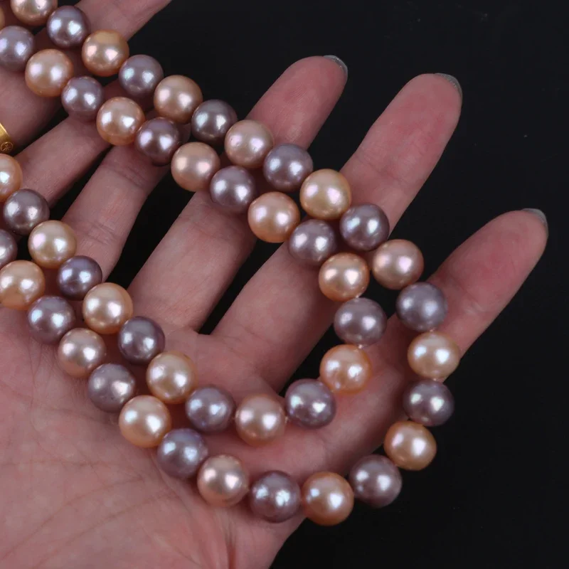 Wholesale Hot Selling 9-11mm  Round Pink Purple Color Freshwater Loose Pearl Beads Strands For Jewelry Marking