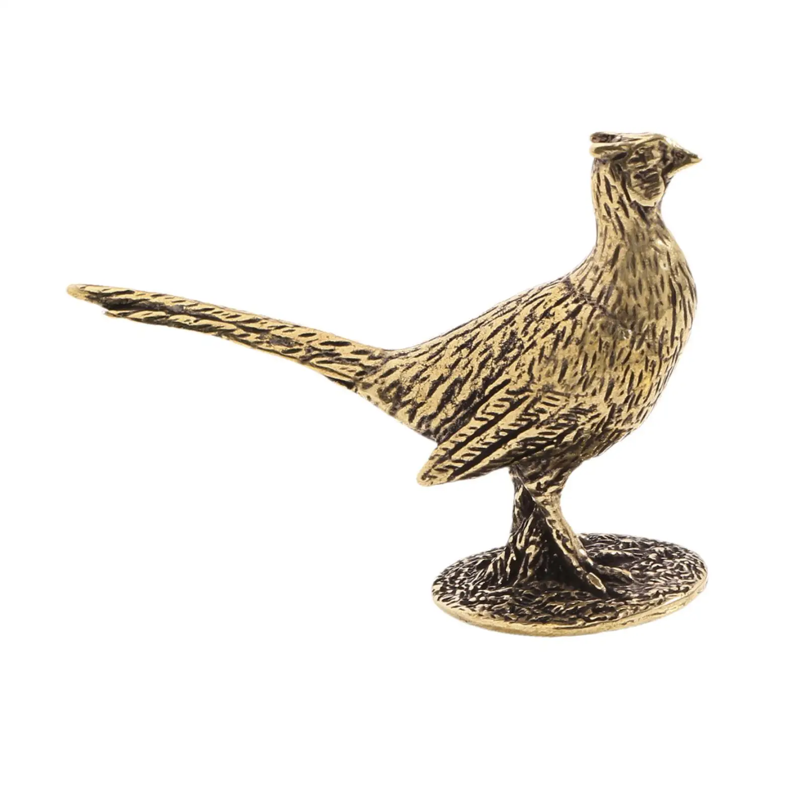 Brass Pheasant Figurine Handcrafted Miniature Desk Ornament Sculpture for Entryway TV Stand Collection