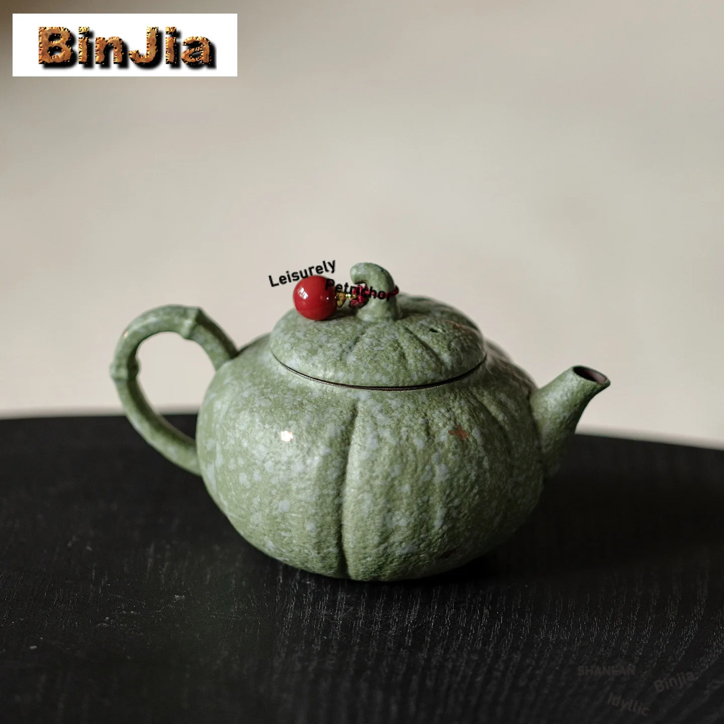 

120ml Sprinkle Gold Jade Green Pumpkin Teapot Antique Tea Infuser Pot Tea Maker Kettle With Ball Hole Kung Fu Tea Teaset Gift