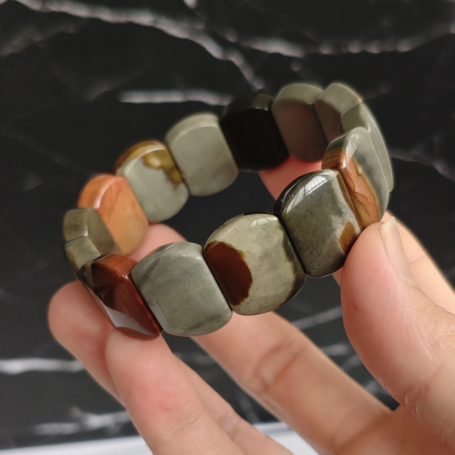 

Ocean Jasper Multi-Color Bracelet – Natural Concentric Pattern Beads, Gift Box Included, Unisex