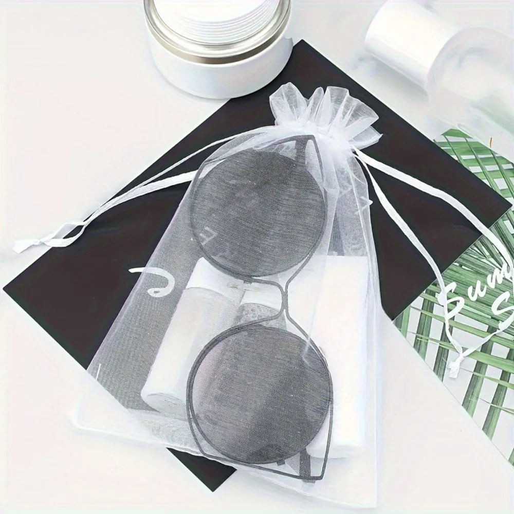 

5pcs Breathable Mesh Organza Bags Measuring, Transparent Drawstring Bags Suitable for Wedding Gifts, Jewelry Packaging
