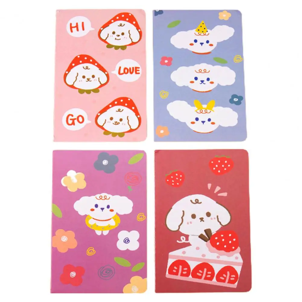 Cuadernos A5 de 4 piezas para escribir, cubierta de patrón de dibujos animados, papel portátil, Mini Bloc de notas, escritura lisa, cuaderno de dibujo