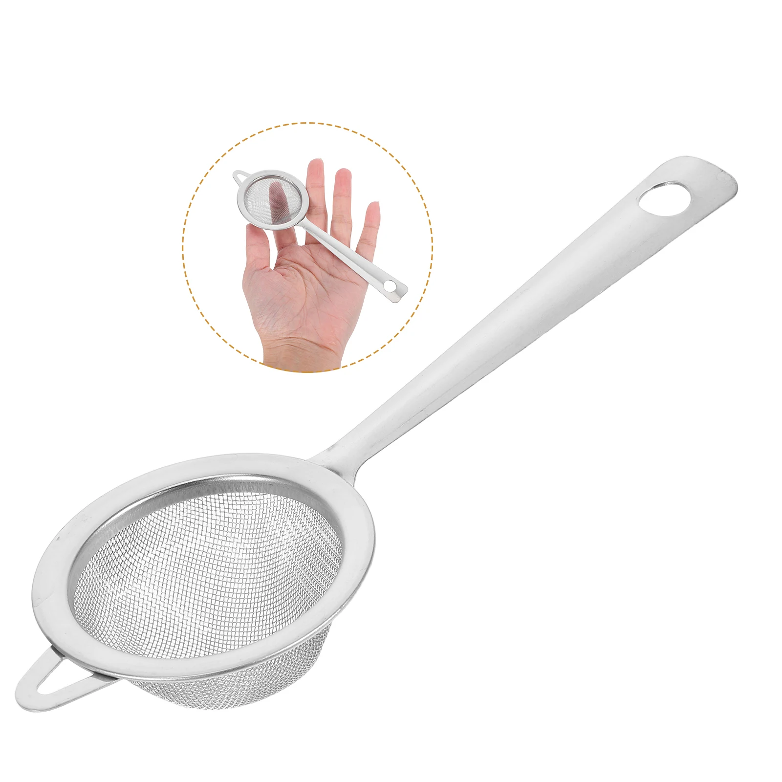 

Stainless Steel Colander Filter Strainer Tea Oil Flour Sieves Sifters Kitchen Gadget Long Handle Rust Resistant Lightweight